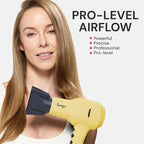 L'ANGE HAIR PowerStyle Turbo Ionic Hair Dryer | 1875 Watt Professional Blow Dryer with Diffuser & Concentrator | Multiple Heat & Speed Settings for Fast Drying | Salon-Grade Styling Tools, Yellow