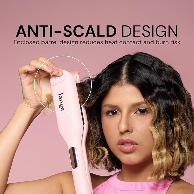 L'ANGE HAIR SculptWaver Titanium Deep Wave | Hair Crimper for Effortless Beach Waves | 3 Barrel Hair Waver with Adjustable Heat | Dual Voltage & Smart Timer | Styling Tools & Appliances, Blush - Small