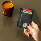 KARAKORAM Vertical Handcrafted Premium Leather Front Pocket Credit Card Holder - Image 9