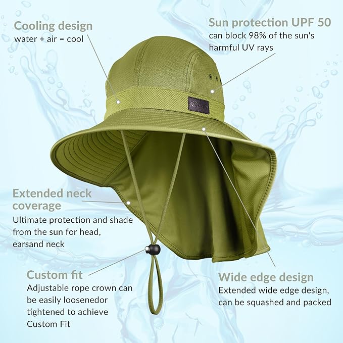 Sukeen Cooling Sun Hat for Men Women UPF50+ Wide Brim Fishing Hat - Image 2