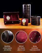 MR.OKAY 2 Watch Travel Case- Classic Leather Watch Case - Image 5