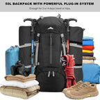 Loowoko 50L Hiking Backpack, Waterproof Camping Essentials Bag - Image 2
