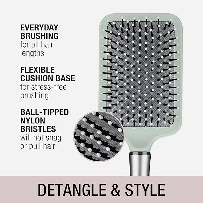 Conair Velvet Touch Paddle Cushion hair brush - Detangling hairbrush - curly or straight styles - men or women - detangler - features soft touch handle - Assorted Color