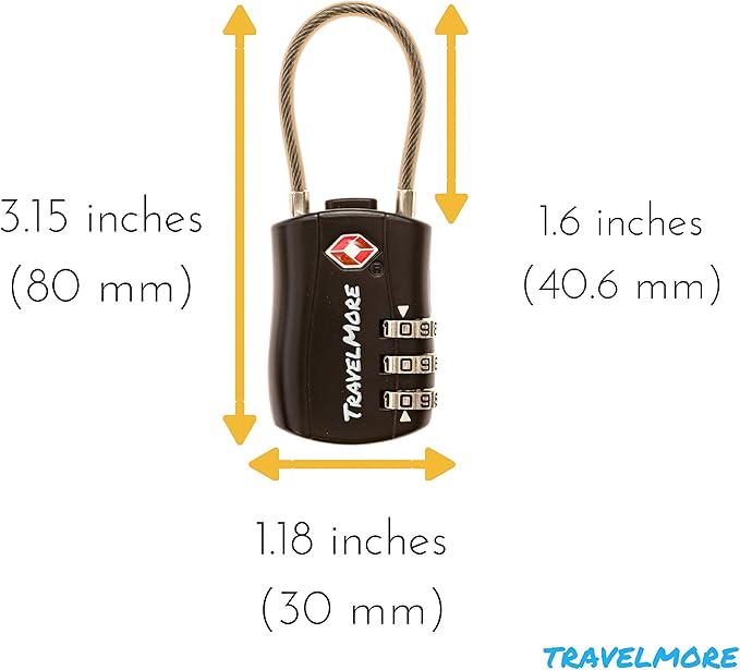 6 Pack TSA Approved Travel Combination Cable Luggage Locks - Image 2