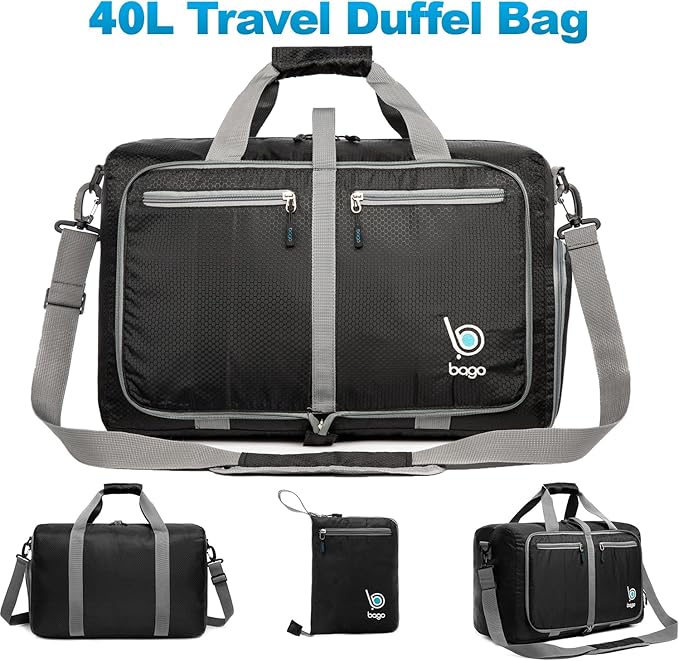 Bago Foldable Duffel Bags for Traveling Women & Men - 40L Sports Packable - Image 12