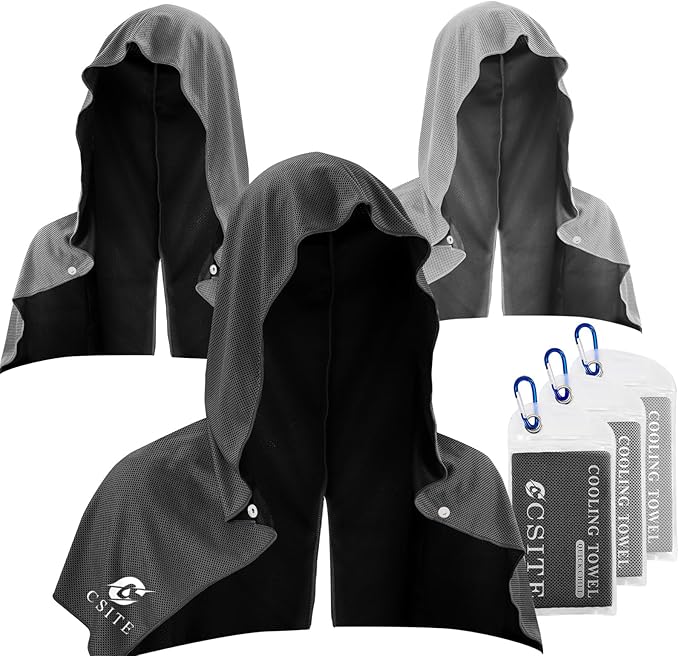 3 Pack Cooling Hoodie Towels for Neck and Face, UPF 50 Sun Protection & Instant by CSITE