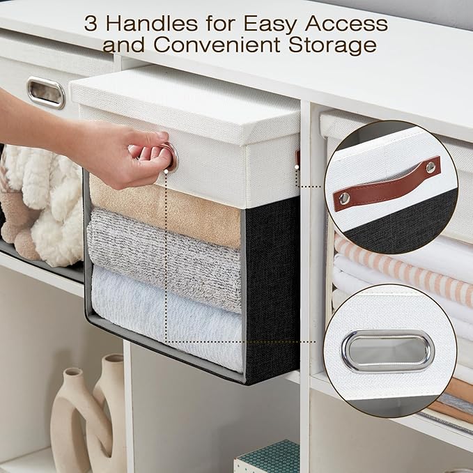 Fabric Storage Cubes with Clear Windows and Lids, Decorative Storage Boxes - Image 4