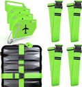 Untethered Ultimate Travel Set: 4 Premium Luggage Straps and 4 Silicone Tags by Untethered