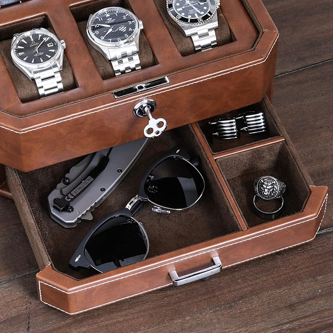 Gift Set 6 Slot Leather Watch Box - Image 8