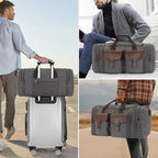 Canvas Duffle Bag for Men 50L Travel Duffel Bags Expandable Genuine Leather - Image 8