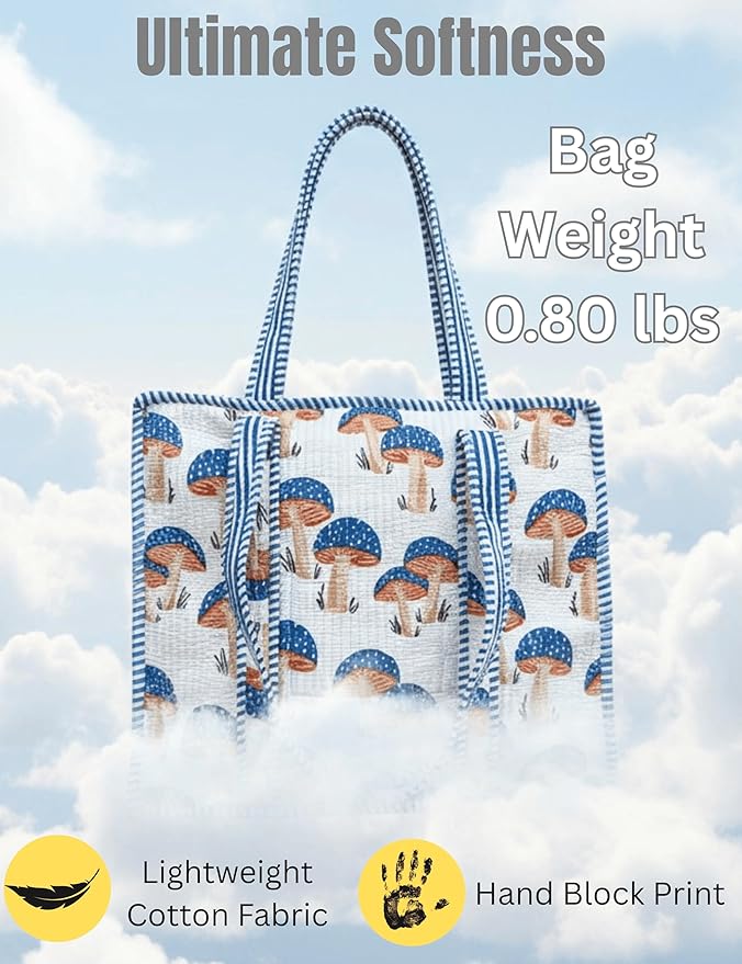 Cotton Quilted Tote Bag for Women – Large Beach & Travel Tote - Image 3