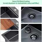 Kitchen Sink, 17 x 19 Inch Drop in Bar Sink Gunmetal Black Stainless Steel - Image 9