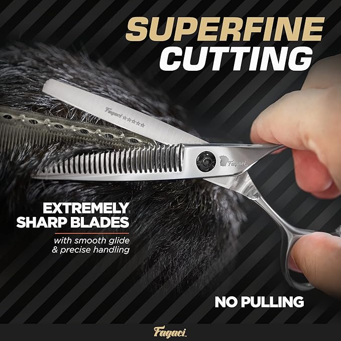 Fagaci Hair Thinning Scissors 6" with 440C Steel, Ultra Sharp & Superior Cuts Texturizing Shears, Extreme Durability Texturizing Scissors, Barber Thinning Shears, Hair Cutting for Women & Men