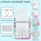 Tie-dye Fish Scale Luggage Tag for Suitcase Set of 2 PU Leather Cute Luggage - Image 2