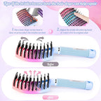 Boar Bristle Hair Brush, Curved Vented Detangler Brush Faster Blow Drying, Paddle Detangling Brush for Women Men Kids Wet Dry Long Curly Thick Straight Hair, Make Hair Shiny and Healthier(Purple+Blue)