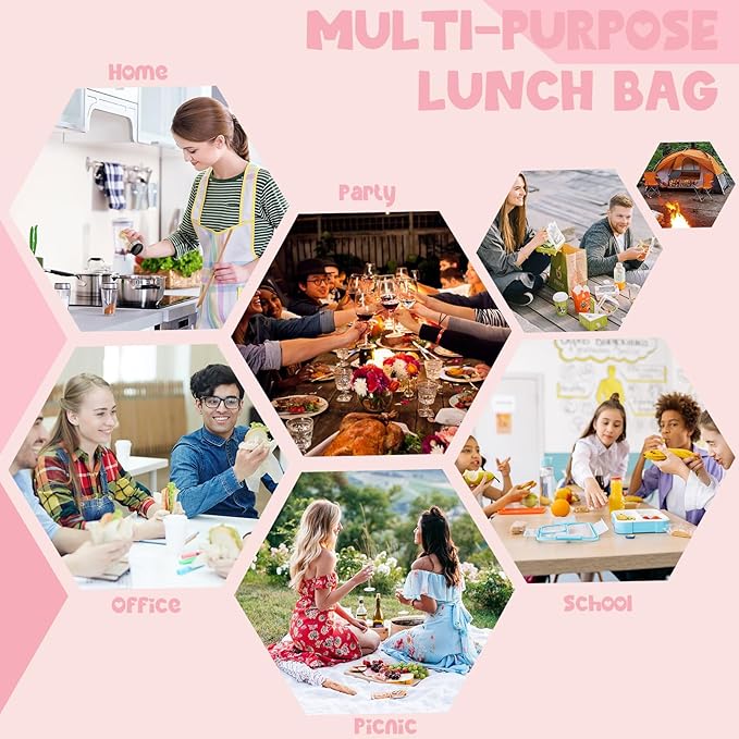 Bluboon Lunch Bag for Women Men Cute Corduroy Lunch Tote Bags Reusable - Image 2