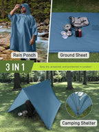SaphiRose Extra Thick Hooded Rain Poncho Double Layer Waterproof Raincoat Jacket - Image 2