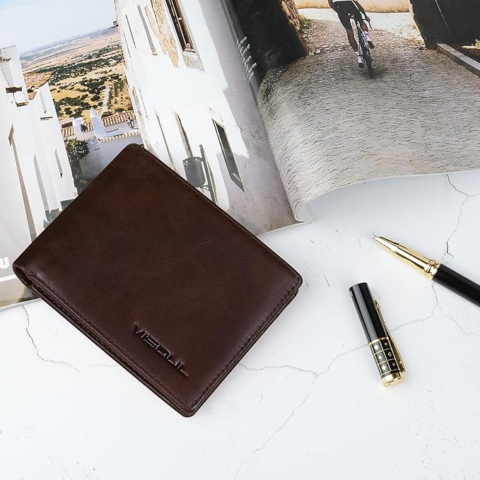 VISOUL Mens Bifold Leather RFID Blocking Wallet - Image 7