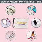 Funny Make Up Bag For Woman, Cosmetic Bag With Hand Strap- Retro Summer Survival Kit - Lined Toiletry Bag - Travel Pouch, Girl Organizer With Zipper, Women Essentials & Accessories - B06