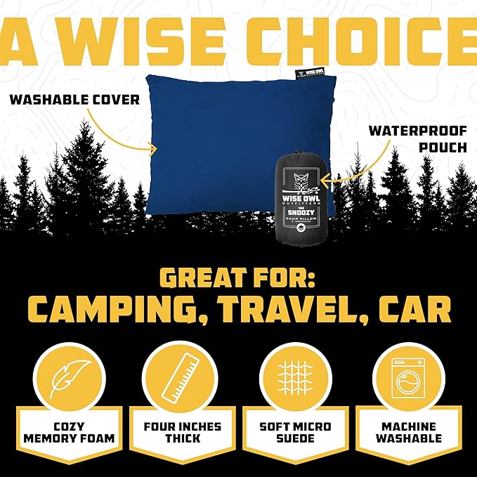 Wise Owl Outfitters Camping Pillow – Memory Foam Travel Pillow - Image 2