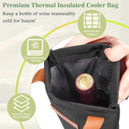Tirrinia Single Wine Carrier Tote, Insulated Wine Cooler Bag - Image 3