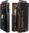 Airtag Wallet for Men, with Money Clip 10 Cards Metal Case Smart Slim Pop Up by Miyozi