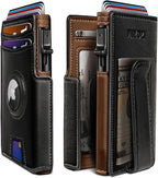 Airtag Wallet for Men, with Money Clip 10 Cards Metal Case Smart Slim Pop Up by Miyozi