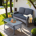 HOOOWOOO Patio Furniture Set, Outdoor High Back Loveseat Set, All Weather by DesignforBetterLife
