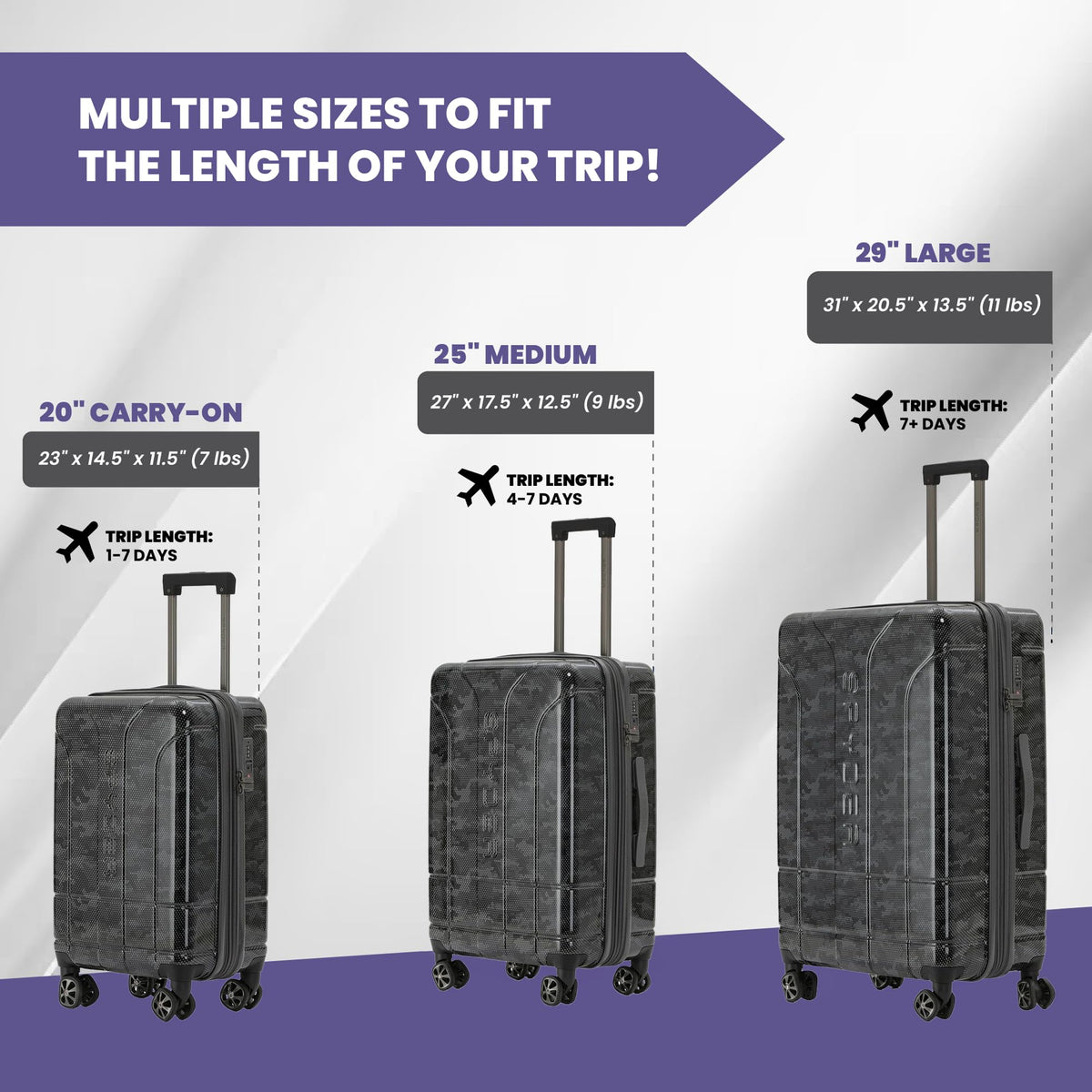 Matrix 3 Piece Luggage Set with 360° Spinner Wheels (Gray/Black / 3-Piece Set)