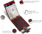 SERMAN BRANDS RFID Blocking Slim Bifold Genuine Leather Minimalist Front Pocket - Image 3