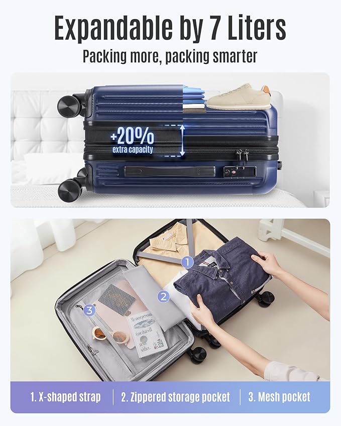 LIGHT FLIGHT Carry On Luggage 22x14x9 Airline Approved, Durable Hard Shell - Image 7