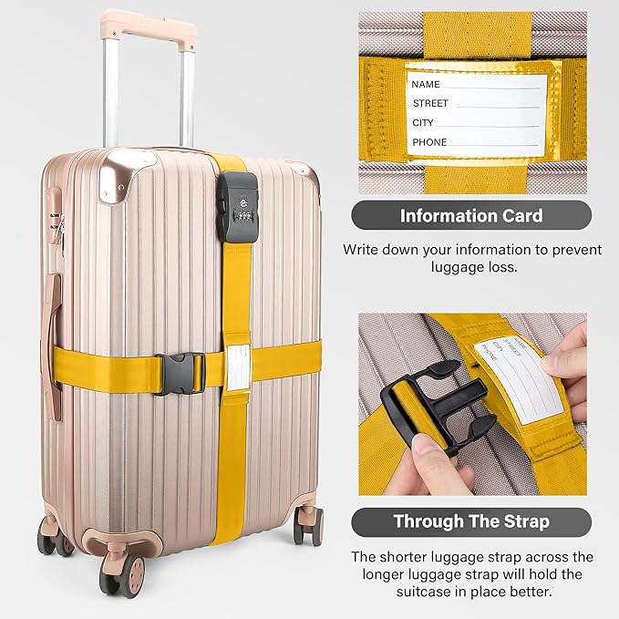 Luggage Straps, 2 Pack Adjustable Heavy Duty Cross Suitcase Straps - Image 4