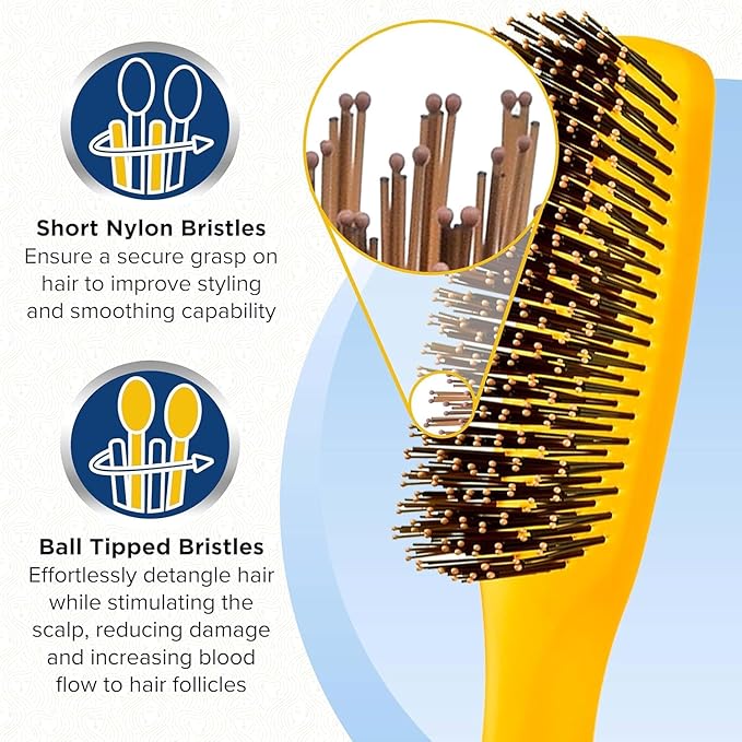 Giorgio GIO1 Gentle Hair Brush Dresser Size. Wet & Dry Pro Hair Brush Detangler. Soft for Sensitive Scalp. Good For Men Women & Kids All hair lengths. Durable and Anti-Static. (Set, Orange)