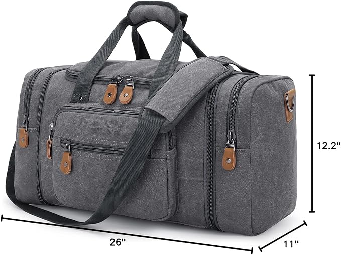 Gonex Canvas Duffle Bag for Travel, 60L Duffel Overnight Weekend Bag - Image 7