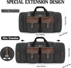 Canvas Duffle Bag for Men 50L Travel Duffel Bags Expandable Genuine Leather - Image 2