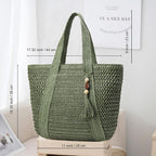 Straw Beach Bags for Women Woven Beach Tote Bag Casual Boho Large Shoulder - Image 5