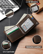 Mens Wallet Genuine Leather Bifold RFID Blocking Wallet - Image 5