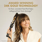 HOT TOOLS 24K Gold Professional Extended Barrel Curling Iron with Clamp for Bouncy Curls - 24K Gold Technology for_Long-Lasting Results & Longer Barrel for Easy Styling 1" (Pack of 6)