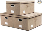 PRANDOM Storage Bins with Lids Jute Fabric Foldable Storage Boxes Organizer by Prandom