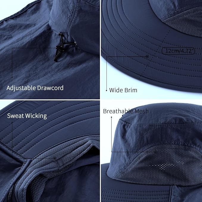 Home Prefer Outdoor UPF50+ Sun Hat Wide Brim Mesh Fishing Hat - Image 4