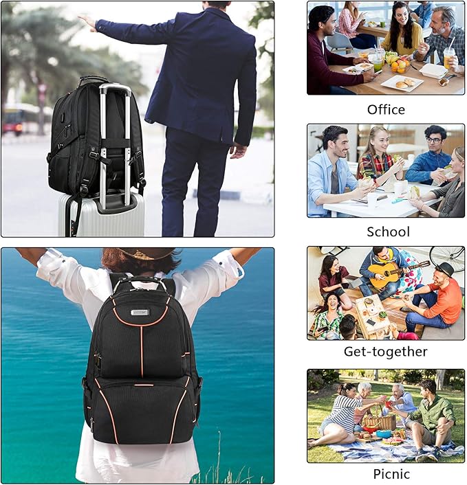 VECKUSON Lunch Bag Backpack, Insulated Cooler Lunch Box, Extra Large 17.3 inch - Image 5
