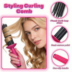 Volumizing Hair Brush, Heat Resistant Curling & Blowout Brush with 17 Anti-Slip Teeth for Smooth, Bouncy Curls - Salon Quality at Home, Gentle on All Hair Types