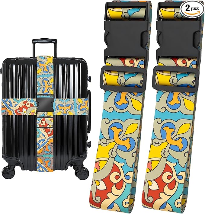 Totem Flowers Luggage Straps for Suitcases, Adjustable Luggage Travel Belt to by Unknown