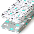 Stretchy Changing Pad Covers for Boys Girls, 2 Pack Jersey Knit, Elephant & by BROLEX