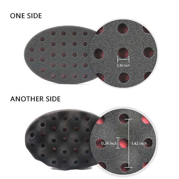 Set of 4 Big Holes Hair Brush Sponge Twist Wave Barber Tool For Dreads Afro Locs Twist Curl Black