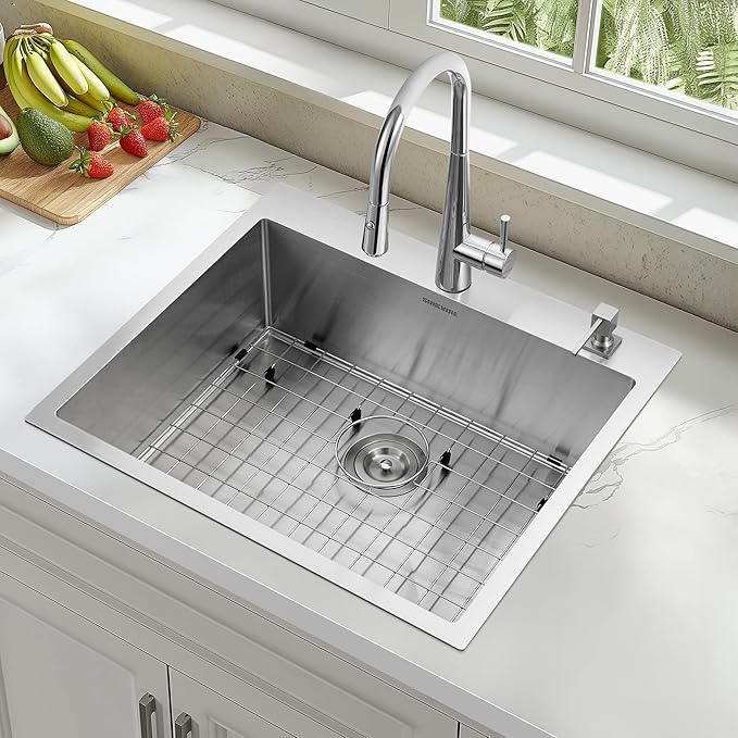 25-Inch Drop-In Kitchen Sink, SINKVINE 25" x 22" Stainless Steel Indoor and - Image 2