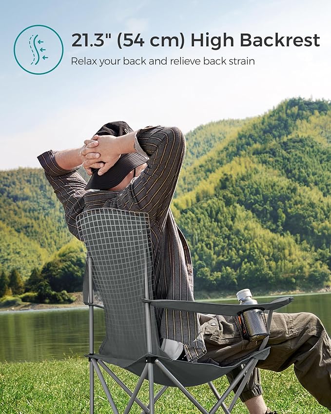 SONGMICS 2 Pack Folding Camping Chairs, Load 330 lb, Cup Holder and High - Image 4