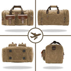 Wildroad Waxed Canvas Genuine Leather 50L Waterproof Duffle Bag - Image 5