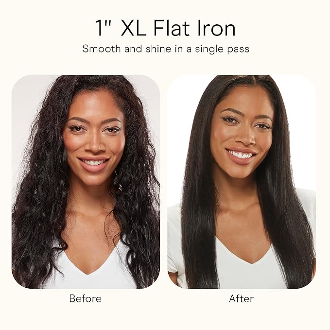 INFINITIPRO BY CONAIR Tourmaline Ceramic 1-Inch Flat Iron Hair Straightener, 1-Inch Flat Iron to Straighten or Curl, 5 Heat Settings, for All Hair Types and Textures, Metallic Gray