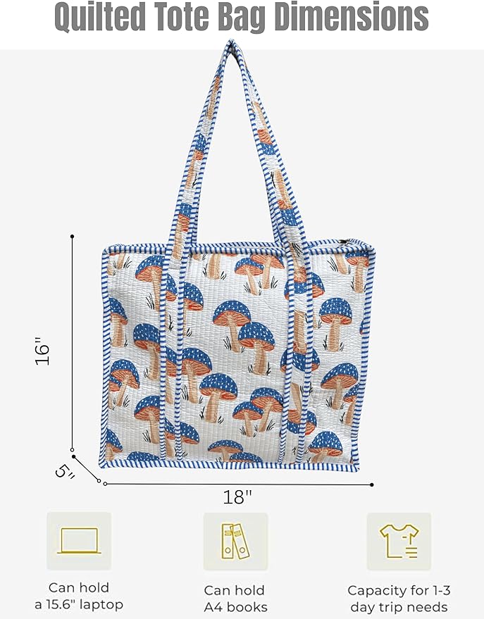 Cotton Quilted Tote Bag for Women – Large Beach & Travel Tote - Image 5